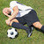 mężczyzna · piłkarz · cierpienie · kolano · szkoda - zdjęcia stock © AndreyPopov