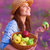 boldog · nő · kosár · almák · portré · rózsaszín - stock fotó © Anna_Om