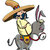 Cartoon Mexican wearing a sombrero riding a donkey stock photo © antonbrand