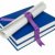 kitaplar · diploma · mor · şerit · mavi · yalıtılmış - stok fotoğraf © antonprado
