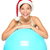 karácsony · fitnessz · nő · mikulás · kalap · testmozgás · labda - stock fotó © Ariwasabi