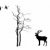 vector silhouette deer near tree on white background stock photo © basel101658