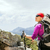 Woman hiking with backpack in mountains stock photo © blasbike