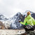 mulher · andarilho · meditando · rochas · himalaia · montanhas - foto stock © blasbike