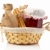 Jam jar, sticks of cinnamon and burlap stock photo © broker