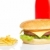 cheeseburger · mustar · ketchup · franceza · cartofi · prajiti · sticle · alb - imagine de stoc © broker