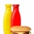 hamburguesa · con · queso · mostaza · salsa · de · tomate · botellas · blanco · superficial - foto stock © broker