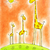 Three happy giraffes, child's drawing, watercolor painting on paper stock photo © brozova
