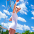 femminile · giocare · tennis · campo · da · tennis · donna · cielo - foto d'archivio © BrunoWeltmann