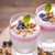 Delicious dessert, flakes flooded in two flavors yogurt with blu stock photo © BrunoWeltmann