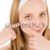Acne facial care teenager woman squeezing pimple stock photo © CandyboxPhoto