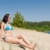 verano · playa · mujer · azul · bikini · feliz - foto stock © CandyboxPhoto