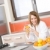 Frühstück · lächelnde · Frau · frischen · Orangensaft · modernen · Küche - stock foto © CandyboxPhoto