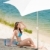 verano · playa · mujer · azul · bikini · sombrilla - foto stock © CandyboxPhoto