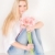 jonge · vrouw · houden · roze · daisy · bloem · jonge - stockfoto © CandyboxPhoto