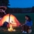 Tent camping car couple sitting by bonfire stock photo © CandyboxPhoto