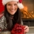 karácsony · ajándék · nő · mikulás · kalap · otthon - stock fotó © CandyboxPhoto