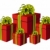 Red gift boxes with green and golden ribbons stock photo © cienpies