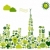 Green City silhouette with environmental icons stock photo © cienpies