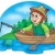 pescador · barco · árvores · cor · ilustração · madeira - foto stock © clairev