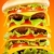 Tasty and appetizing hamburger on a yellow stock photo © cookelma