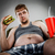 uomo · grasso · mangiare · hamburger · poltrona · stile - foto d'archivio © cookelma