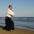 aikido · praia · moço · treinamento · homem · mar - foto stock © cynoclub