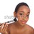 Beautiful black woman using make up powder brush stock photo © darrinhenry