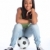 bella · nero · calciatore · ragazza · seduta · palla - foto d'archivio © darrinhenry