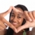 Beautiful black teenage girl fun hand frame sign stock photo © darrinhenry