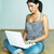 mit · Laptop · Computer · jungen · ziemlich · Frauen · Holzboden - stock foto © dash