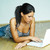 mit · Laptop · Computer · jungen · ziemlich · Frauen · Holzboden - stock foto © dash