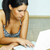 mit · Laptop · Computer · jungen · ziemlich · Frauen · Holzboden - stock foto © dash