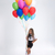 cute · mały · uczennica · stałego · balony - zdjęcia stock © deandrobot