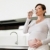 mujer · embarazada · agua · potable · retrato · italiano · meses · cocina - foto stock © diego_cervo