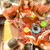 grupo · feliz · amigos · vinho · alimentação - foto stock © DisobeyArt