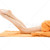 lange · Beine · entspannt · Dame · orange · Handtuch · weiß - stock foto © dolgachov