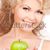 jovem · bela · mulher · verde · maçã · quadro · menina - foto stock © dolgachov