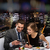 smiling couple eating main course at restaurant stock photo © dolgachov