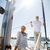 senior couple hugging on sail boat or yacht in sea stock photo © dolgachov