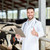 veterinarian with tablet pc and cows on dairy farm stock photo © dolgachov