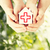 hands holding paper house with red cross stock photo © dolgachov