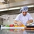 chef · bello · bianco · uniforme · pasta · insalata - foto d'archivio © dotshock