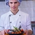 chef · bello · bianco · uniforme · pasta · insalata - foto d'archivio © dotshock