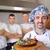 chef · bello · bianco · uniforme · pasta · insalata - foto d'archivio © dotshock