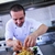 chef · bello · bianco · uniforme · pasta · insalata - foto d'archivio © dotshock