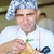 chef · bello · bianco · uniforme · pasta · insalata - foto d'archivio © dotshock
