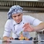 chef · bello · bianco · uniforme · pasta · insalata - foto d'archivio © dotshock