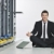 business man practice yoga at network server room stock photo © dotshock