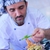 chef · bello · bianco · uniforme · pasta · insalata - foto d'archivio © dotshock